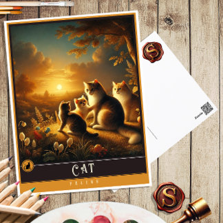 Chat | Carte postale Famille Vintage Animal