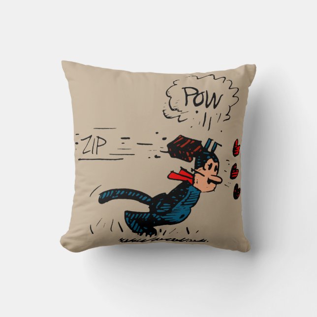 Chat Cartoon vintage "Zip ! POW !" Coussin (Recto)