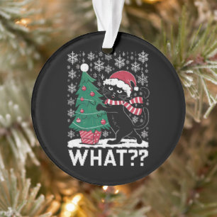 Chat Ce Chat Noir Drôle Poussant Arbre De Noël