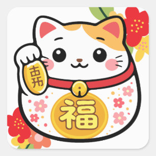 Chat chanceux autocollants Maneki Neko