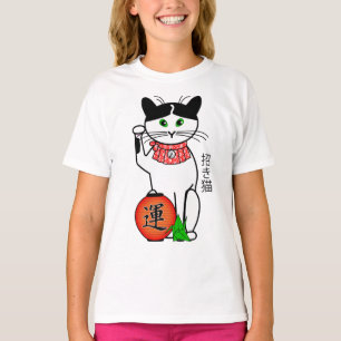 Chat chanceux avec le T-shirt de lanterne
