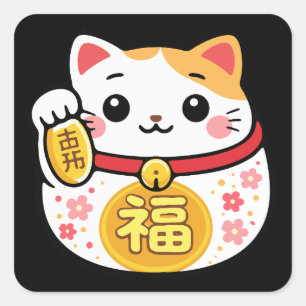 Chat chanceux Maneki Neko autocollants