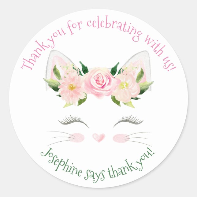 Chat-chat Fleurs Anniversaire Classique Sticker Ro (Devant)