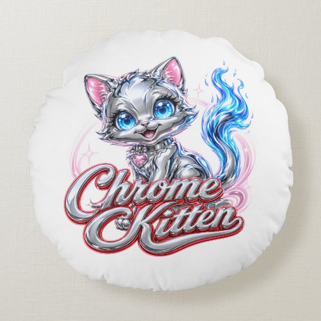 CHAT CHROME  coussin de jet en coton (Devant)