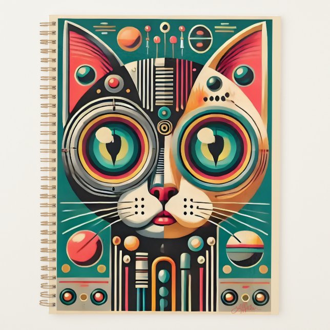 Chat Circuit Rétro Futuriste Milieu de Siècle (Devant)