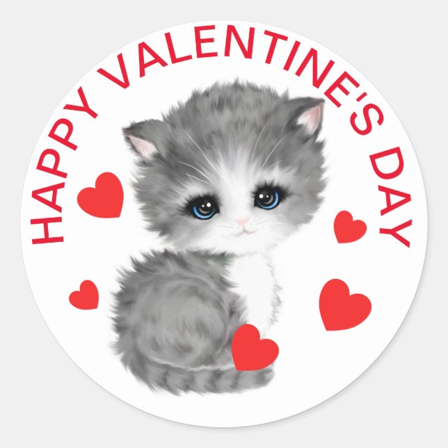 Chat Coeur mignon Sticker Saint Valentin (Devant)