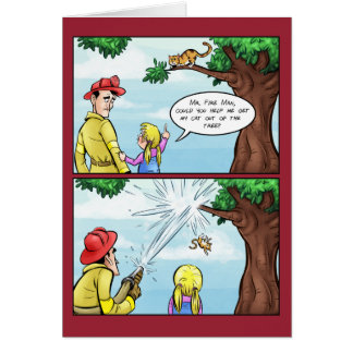 Chat coincé dans la bande dessinée d'arbre