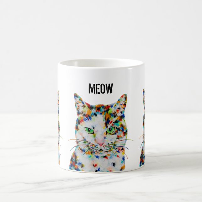 Chat coloré Art Meow Mug (Centre)