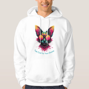 Chat Coloré avec Lunettes pour Hommes Sweat à Capu