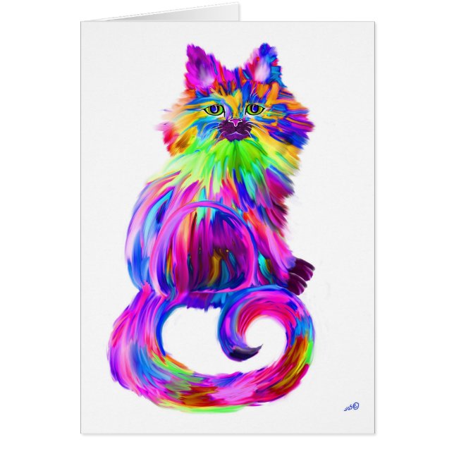 Chat coloré peint par doigt (Devant)