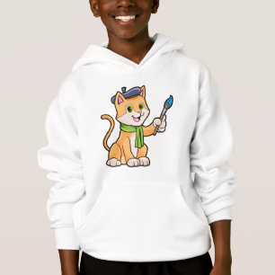 Chat comme Peintre avec pinceau et écusson
