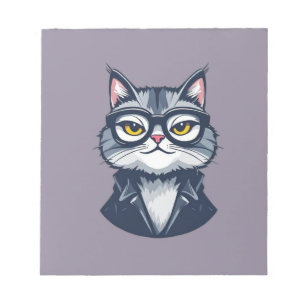 Chat cool avec Bloc-notes de lunettes
