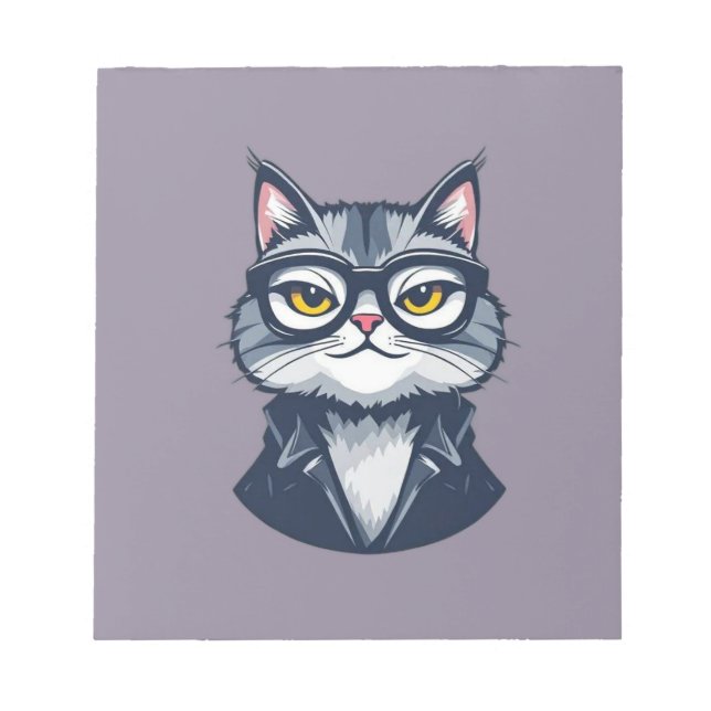 Chat cool avec Bloc-notes de lunettes (Devant)