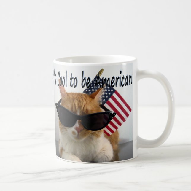 Chat Cool en Lunettes de Soleil avec Tasse Drapeau (Droite)