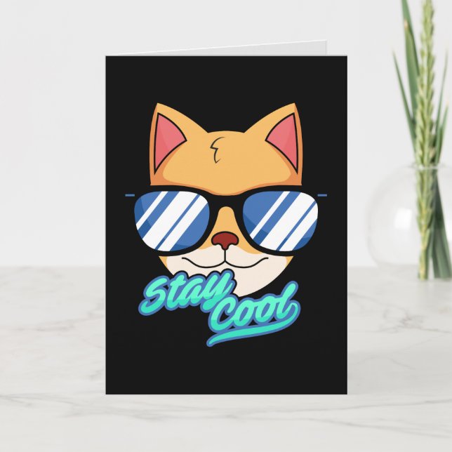 CHAT cool ENFANT ANNIVERSAIRE ENFANTS CARTES DE RE (Devant)