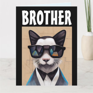 CHAT COOL FRÈRE CARTE DE SALUT D'ANNIVERSAIRE