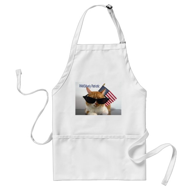 Chat Cool Patriotique Positif avec Tablier de Drap (Devant)