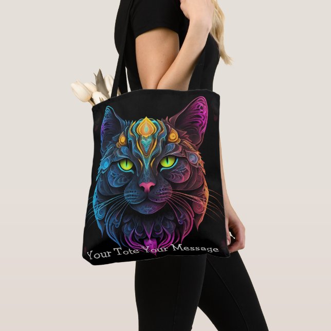 Chat Cosmic Guardian - Sac fourre-tout de Mandala  (De près)