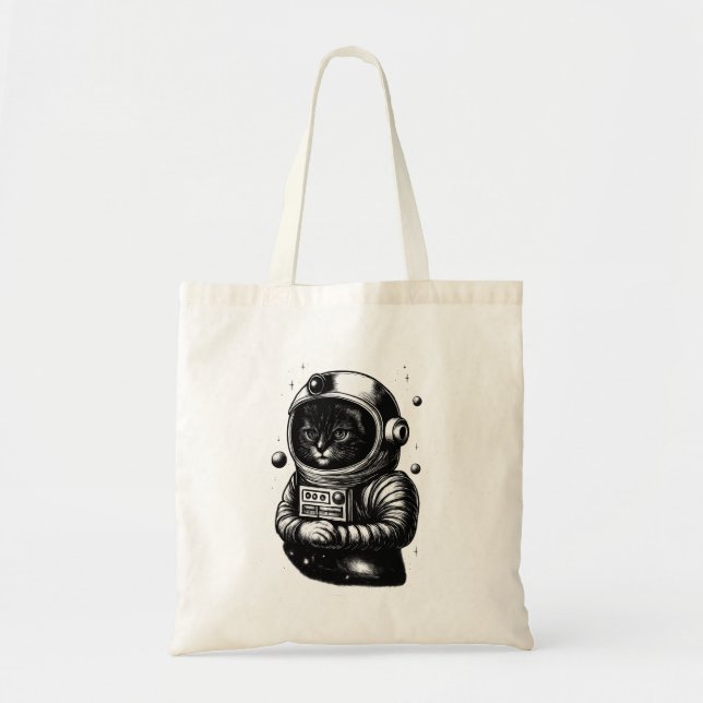 Chat Cosmique dans un Casque Spatial - Sac Cabas (Devant)
