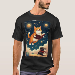 Chat Cosmique Ver à Livre Tshirt Espace Lecture Au