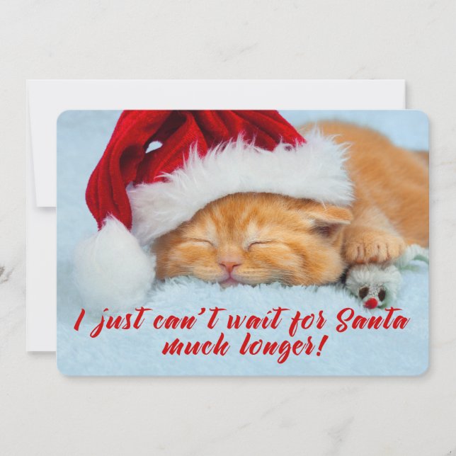 Chat couché avec Santa Hat Carte à deux côtés (Devant)