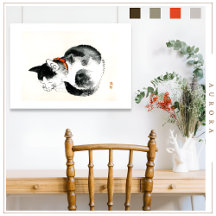 Chat couché par Kōno Bairei (1844-1895) Poster