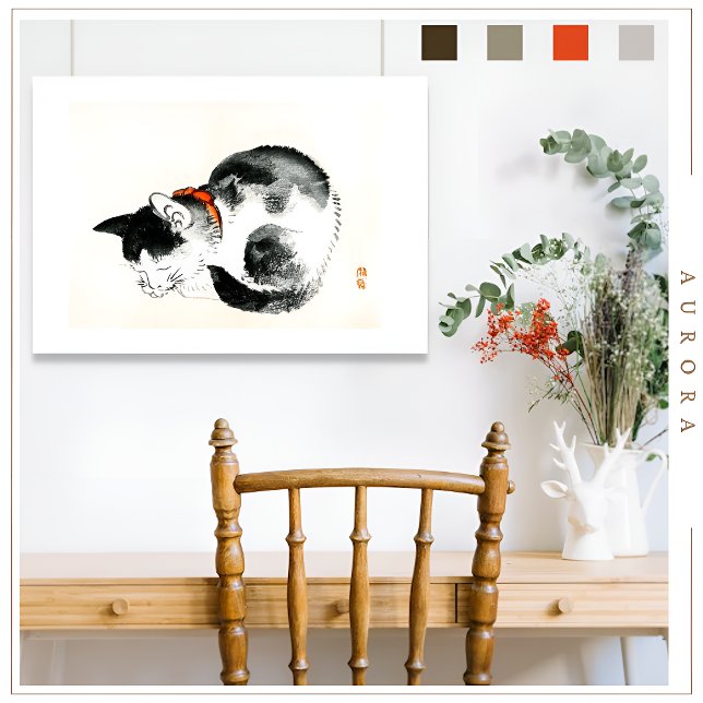 Chat couché par Kōno Bairei (1844-1895) Poster (Créateur téléchargé)