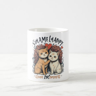 Chat Couple Log Mug Cute Romantique Kitty Coffee C