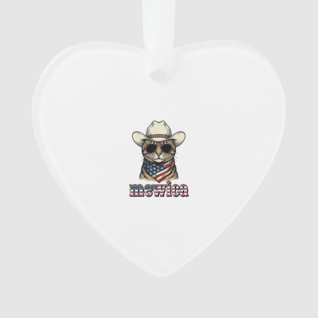 Chat cowboy patriotique Mewica conception vectorie (devant)