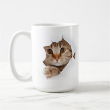Chat Curieux – Mug Drôle et Mignon