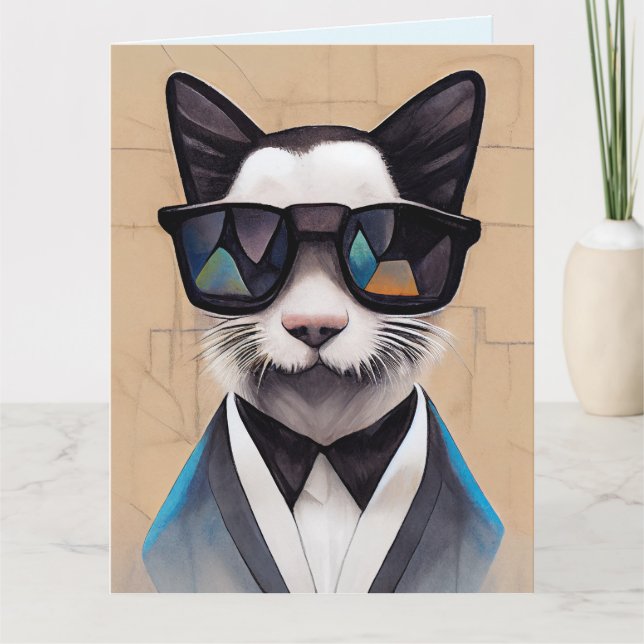 CHAT DAD BIRTHDAY SOLEILS COOL CARTE D'ANNIVERSAIR (Devant)