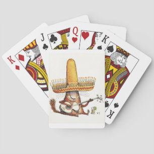 Chat dans des cartes de jeu de sombrero