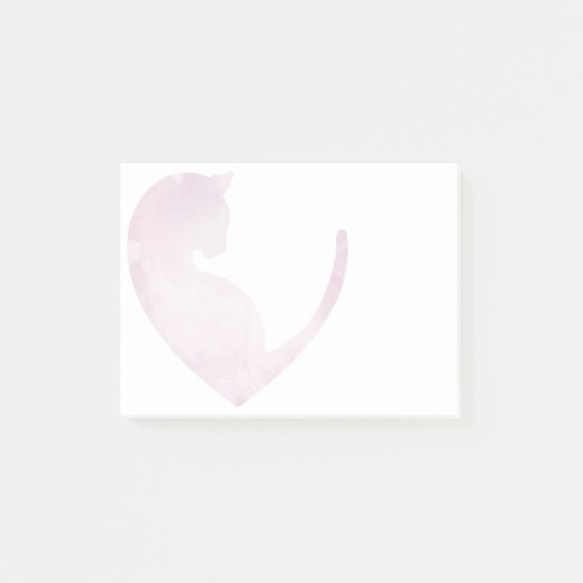 Chat dans le coeur - Notes de post-it rose (Devant)