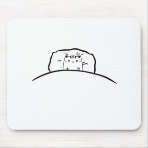 Chat dans le tapis de souris de lit, chat mignon d