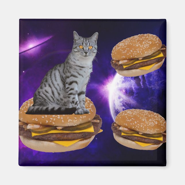 CHAT DANS L'ESPACE AVEC Aimant CHEESEBURGERS (Devant)