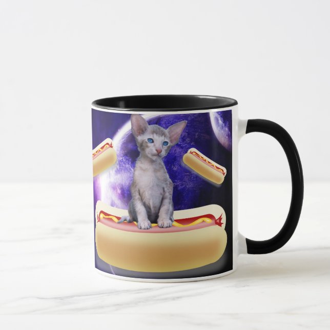 CHAT DANS L'ESPACE AVEC HOT DOGS TASSE À CAFE drôl (Droite)