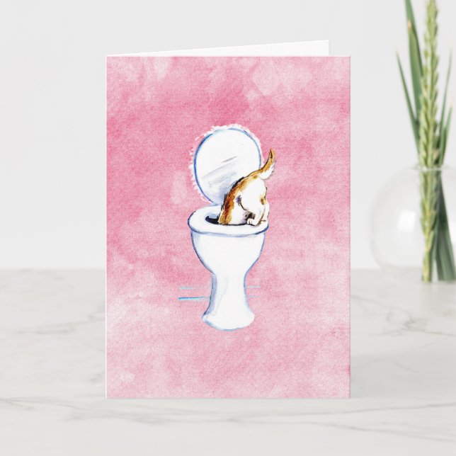 Chat dans Toilet Amusants Penser à votre carte (Devant)