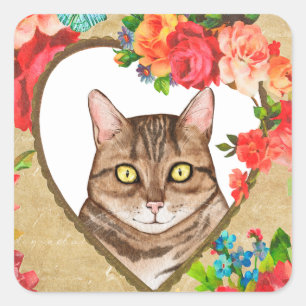 Chat dans un cadre cardiaque Sticker Valentine