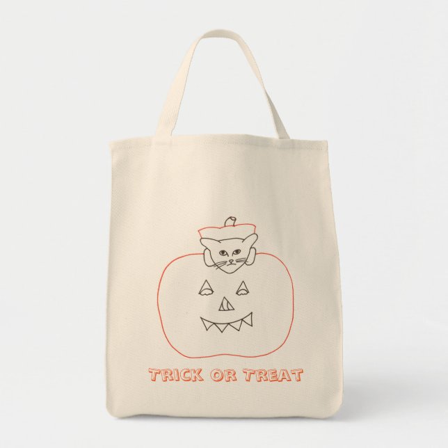 Chat dans un citrouille Halloween sacs en toile de (Devant)