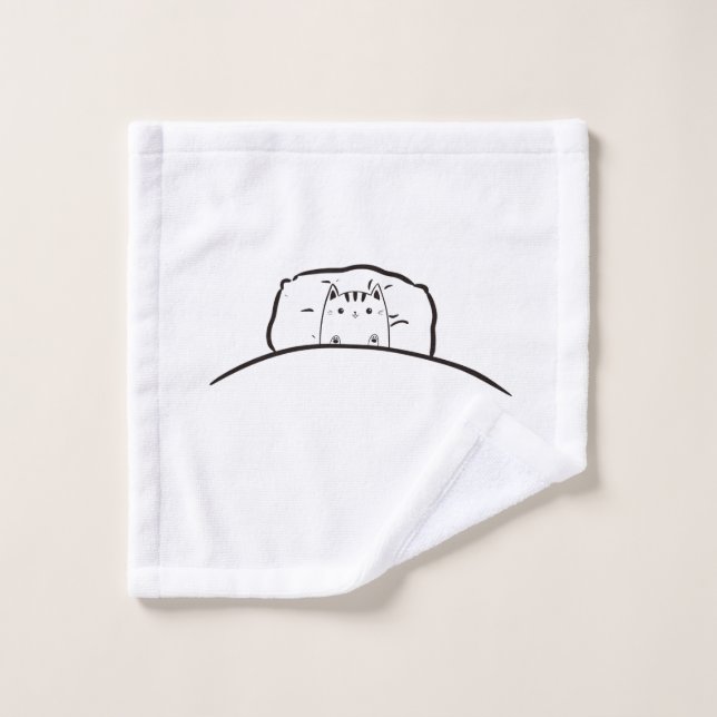 Chat dans un lit accessoire de cuisine, joli chat (Gant de toilette)