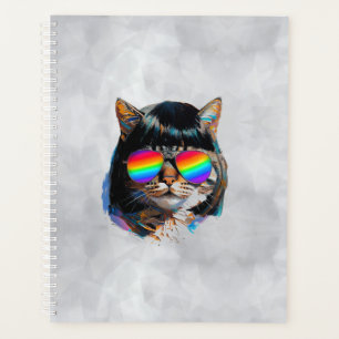 Chat dans une perruque + Lunettes de soleil (Peint