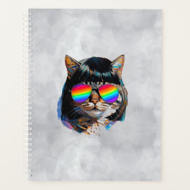 Chat dans une perruque + Lunettes de soleil (Peint (Devant)