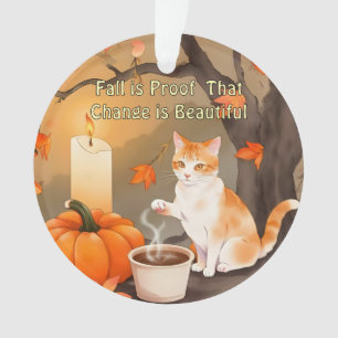 Chat d'automne confortable avec Citrouille couleur