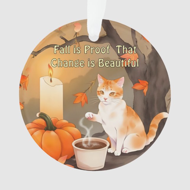 Chat d'automne confortable avec Citrouille couleur (devant)