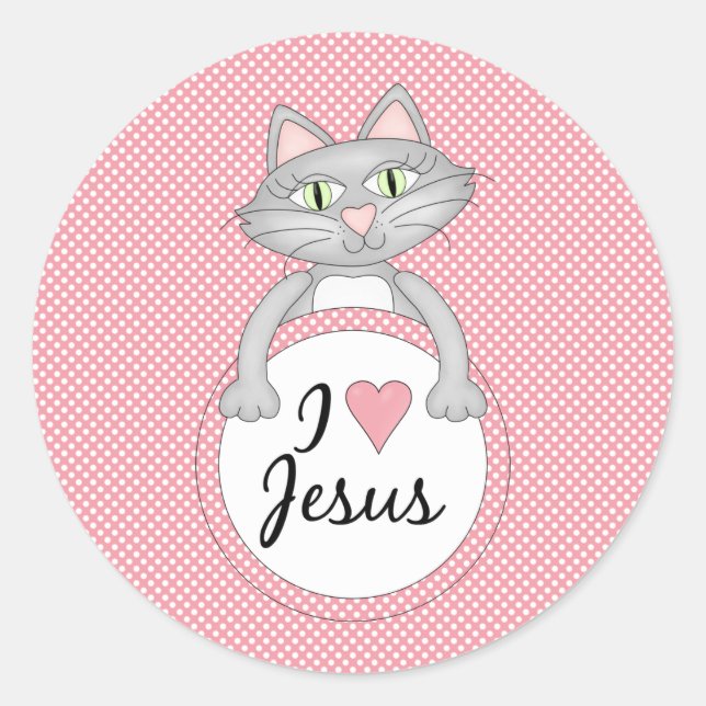 Chat de bande dessinée J'aime Stickers Jésus Sceau (Devant)
