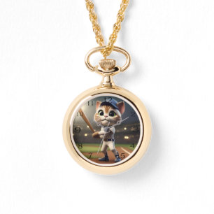 Chat de baseball amusant, Montre de collier pour d