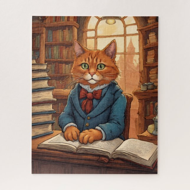 chat de bibliothèque #11 puzzle (Vertical)