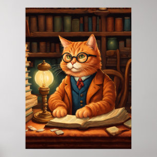 chat de bibliothèque #15 affiche