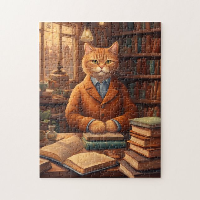 chat de bibliothèque #16 puzzle (Vertical)