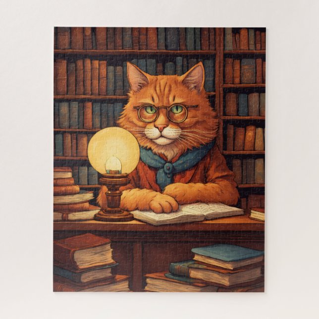 chat de bibliothèque #9 puzzle (Vertical)